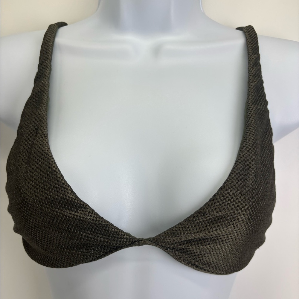Salinas Brazil bikini top small textured olive green mesh